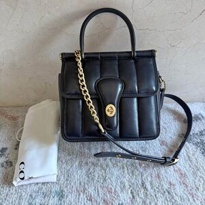 Coach Black Satchel with Gold Accents